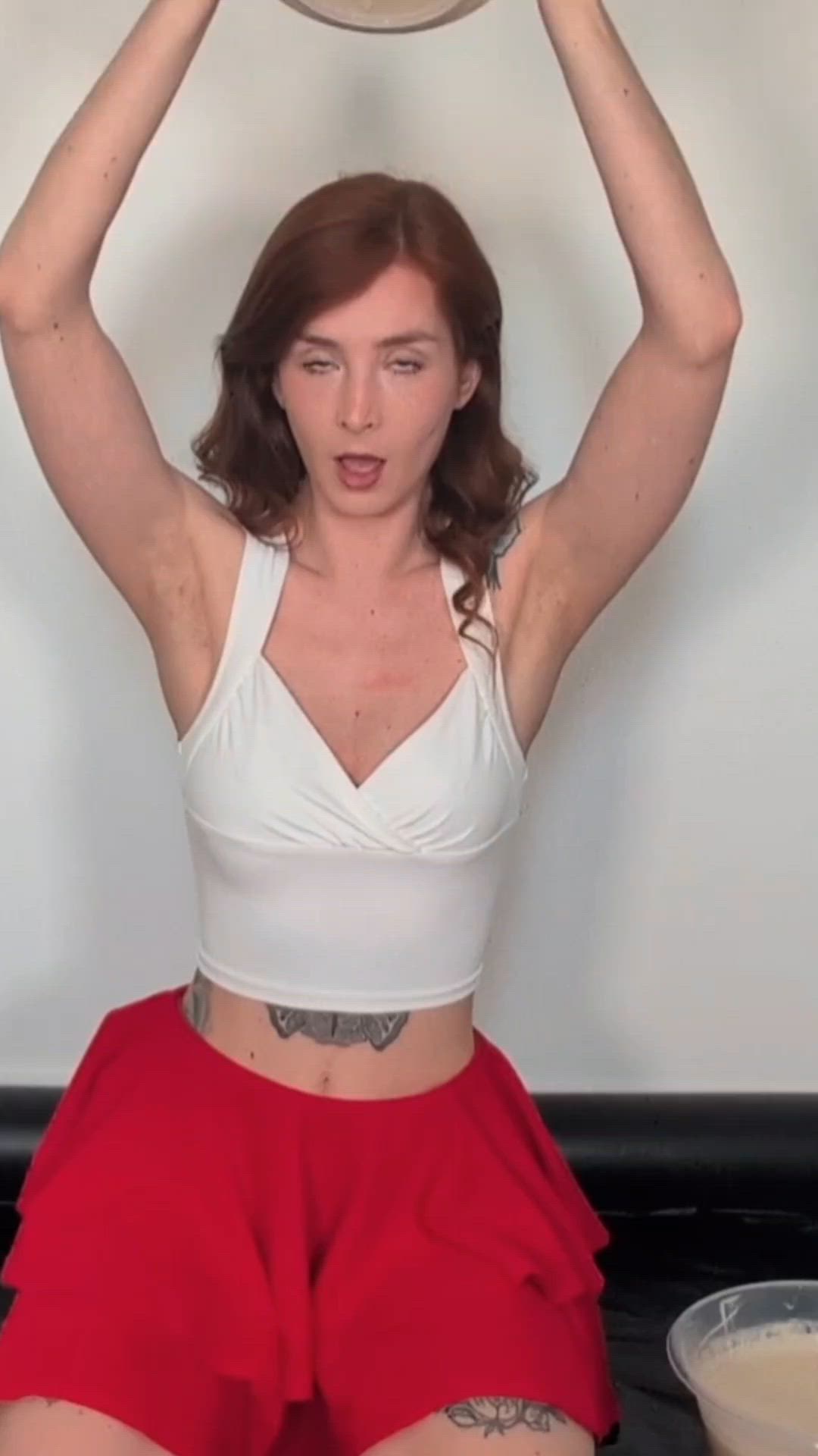 Pancake Mix Pour Over Lingerie — Indulgent Sploshing Scene